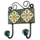 Forest Green Floral Ceramic Tile Hook